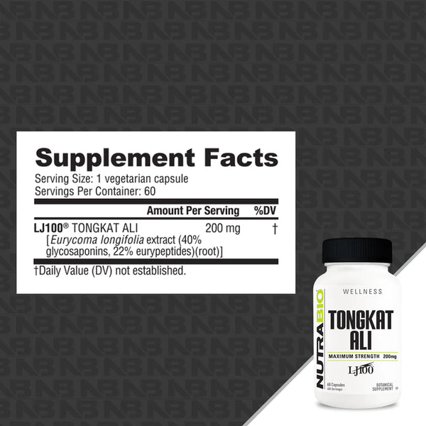 Tongkat Ali 200mg - 60 Capsules (NutraBio)