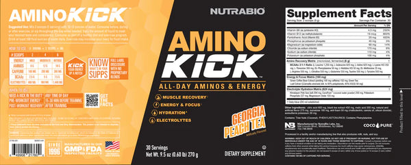 Amino Kick - 9.5 OZ Georgia Peach (NutraBio)
