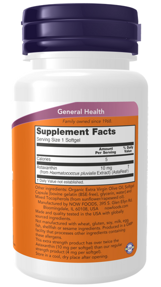 Astaxanthin 10mg - 60 Softgels (Now Foods)