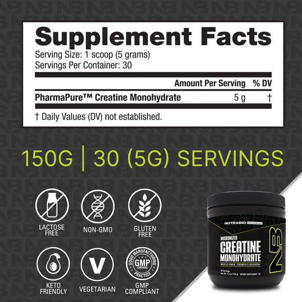 Creatine Monohydrate 150g - 5.3 OZ (Nutrabio)