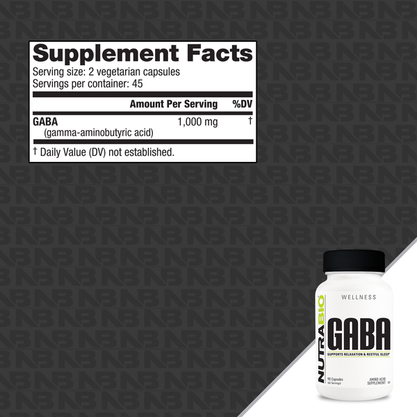 GABA (500mg) - 90 Vegetable Capsules (NutraBio)