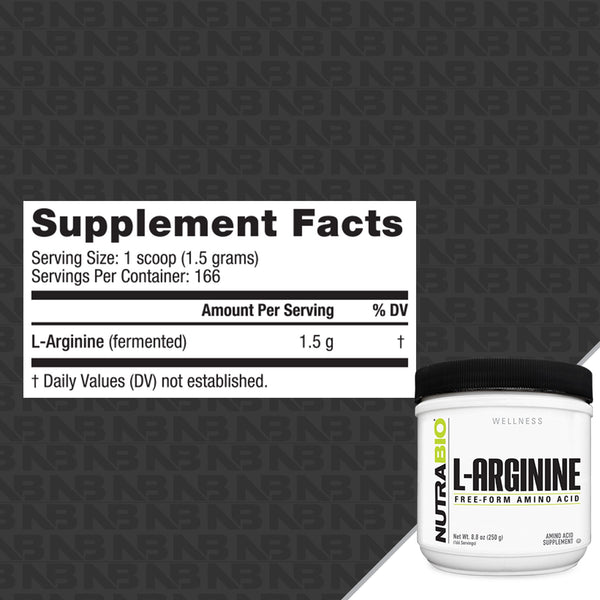 L-Arginine Powder 250 Grams - 8.8 OZ (NutraBio)