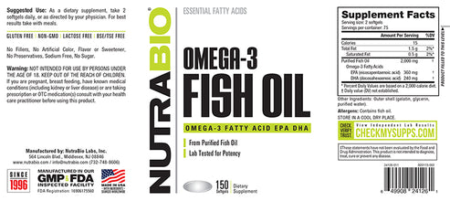 Omega-3 Fish Oil - 500 Softgels (NutraBio)