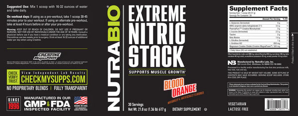 Extreme Nitric Stack - Blood Orange - 1.36 LB (NutraBio)