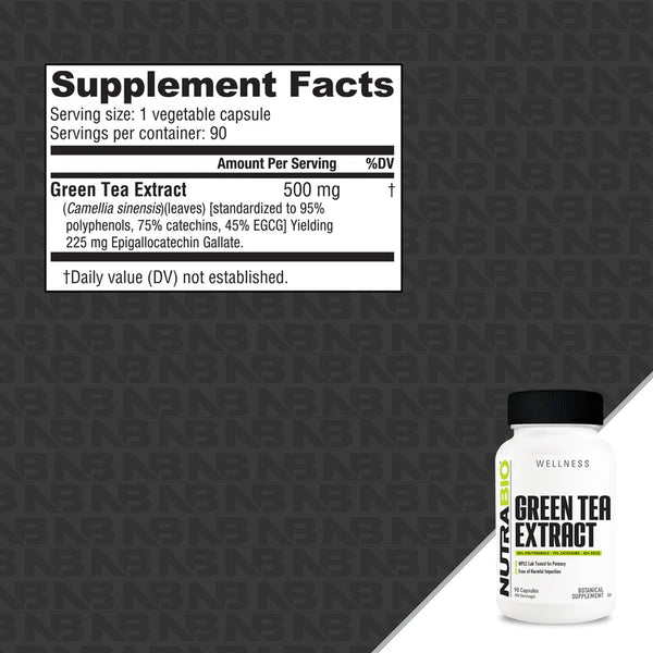 Green Tea Extract 500mg - 90 Veggie Capsules (NutraBio)