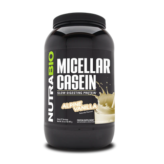 Micellar Casein Slow Digesting Protein Powder - 2 LBS Alpine Vanilla (NutraBio)