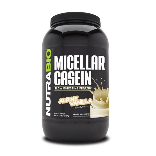 Micellar Casein Slow Digesting Protein Powder - 2 LBS Alpine Vanilla (NutraBio)