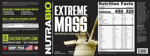 Extreme Mass - Vanilla - 6 LB (NutraBio)