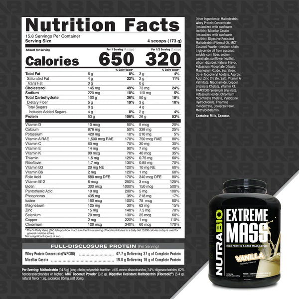 Extreme Mass - Vanilla - 6 LB (NutraBio)