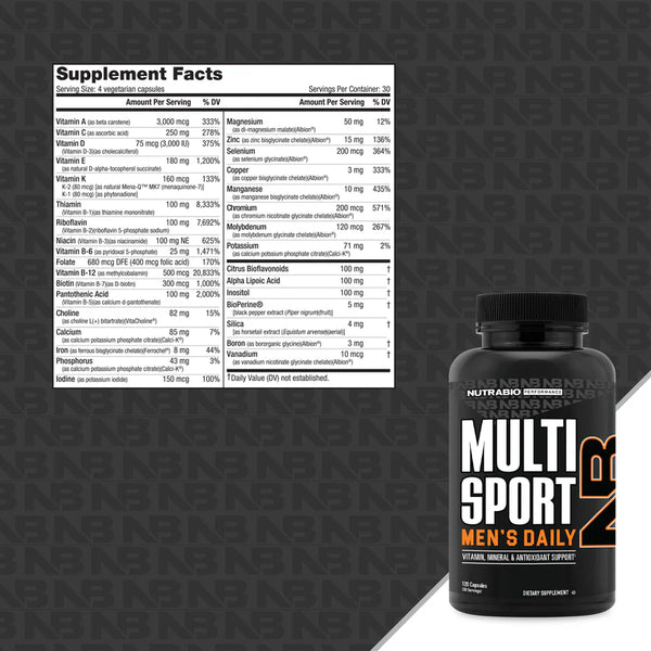 MultiSport Men's Formula - 120 Vegetable Capsules (NutraBio)