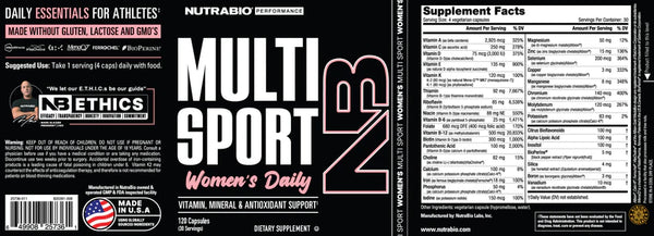 MultiSport for Women - 120 Vegetable Capsules (NutraBio)