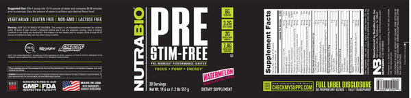 PRE Stim-Free - Watermelon - 1.2 LB (NutraBio)