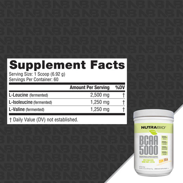 BCAA 5000 Natural - Sweet Tea - 0.9 LB (NutraBio)