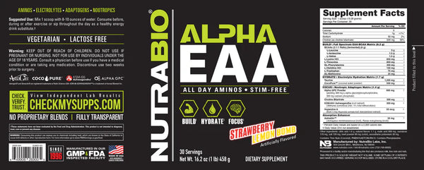 Alpha EAA - Strawberry Lemon Bomb - 1 LB (NutraBio)