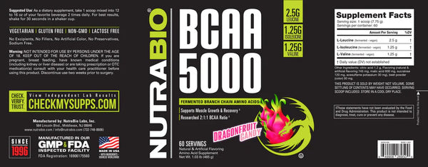 BCAA 5000 - Dragonfruit Candy - 1.03 LB (NutraBio)