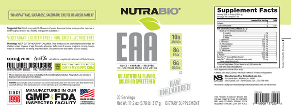 EAA Natural - 0.70 LBS Unflavored (NutraBio)