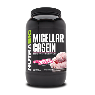 Micellar Casein Slow Digesting Protein Powder - 2 LBS Straberry Ice Cream (NutraBio)