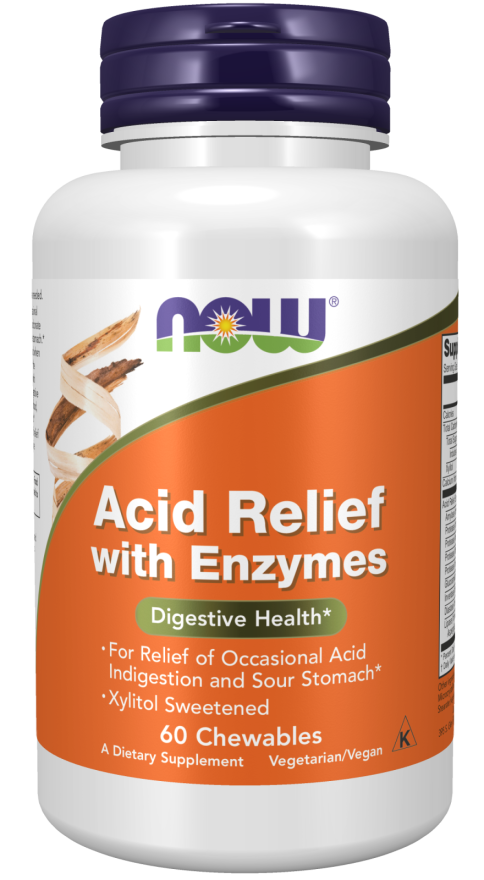 Acid Relief Chew Enzymes - 60 Chewables (Now Foods)