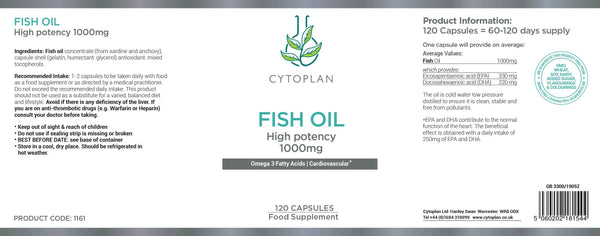 Fish Oil  1,000mg - 60 Capsules (Cytoplan)