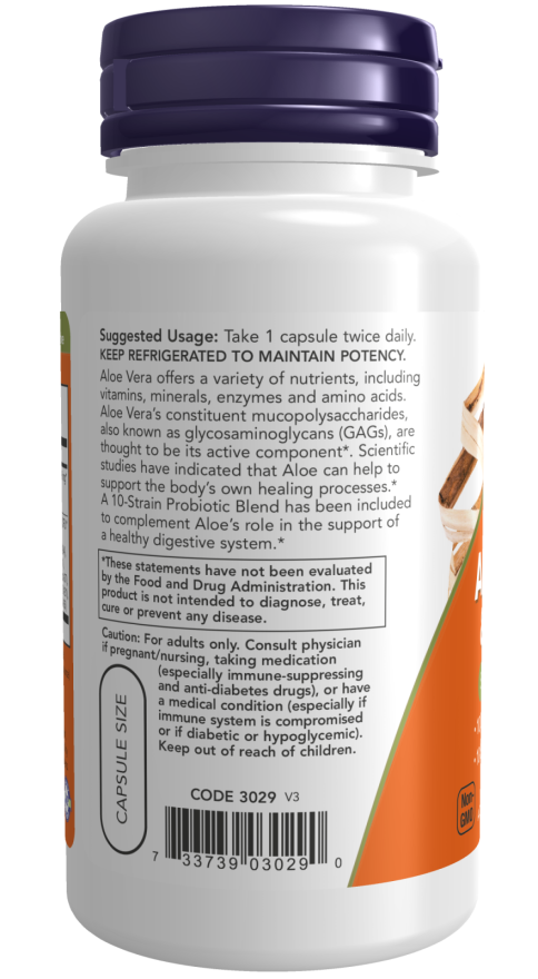 Aloe Vera 10,000 & Probiotics - 60 Veg Capsules (Now Foods)