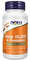 Aloe 10,000 & Probiotics - 60 Veg Capsules (Now Foods)