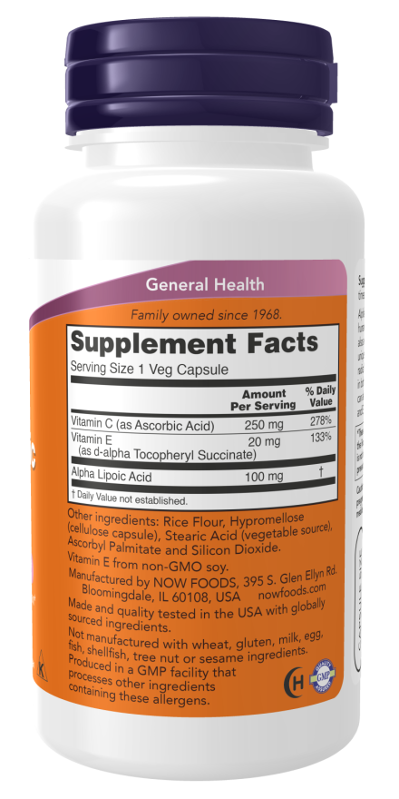 Alpha Lipoic Acid 100mg - 60 Veg Capsules (Now Foods)