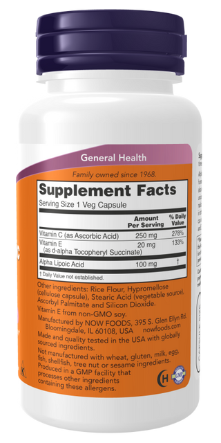 Alpha Lipoic Acid 100mg - 60 Veg Capsules (Now Foods)