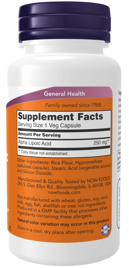 Alpha Lipoic Acid 250mg - 120 Veg Capsules (Now Foods)