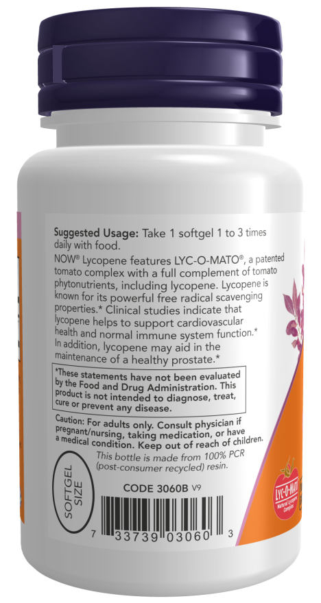 Lycopene 10mg 120 Sgels by Now Foods