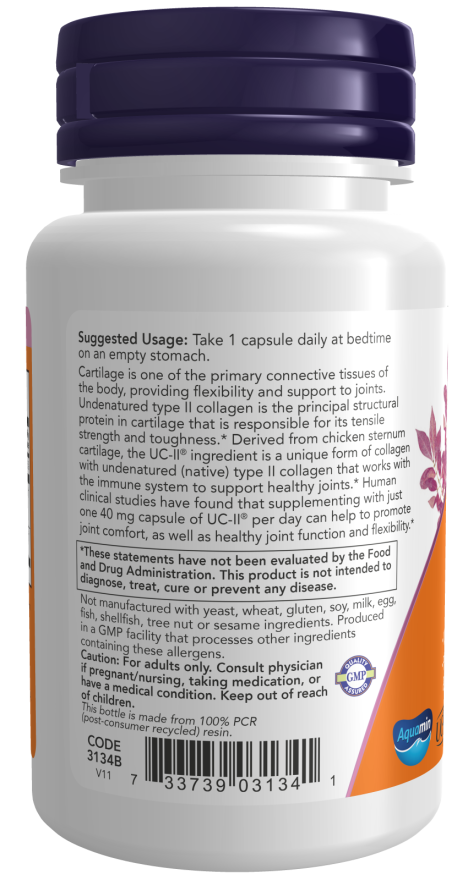 UC-II® Type II Collagen 40 mg 120 Vcaps by Now Foods