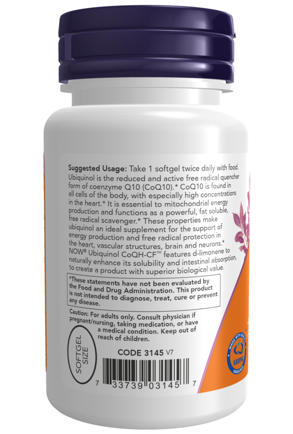 CoQH-CF Ubiquinol 60 Sgels by Now Foods