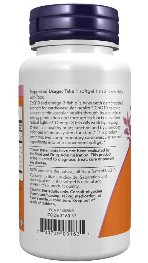 CoQ10 60mg With Omega-3 60 Sgels by Now Foods