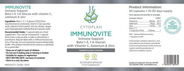 Immunovite: Beta 1-3_1-6 Glucan 30 caps - Cytoplan