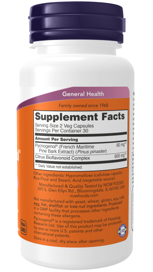 Pycnogenol 30mg 60 Vcaps by Now Foods