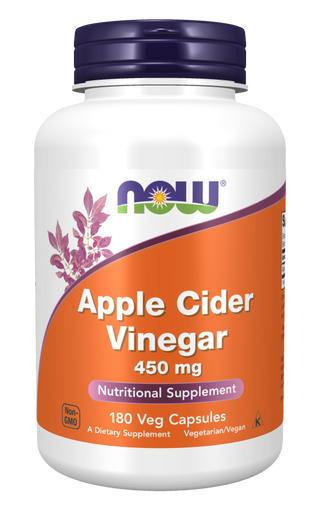 Apple Cider Vinegar 450 mg - 180 Veg Capsules (Now Foods)