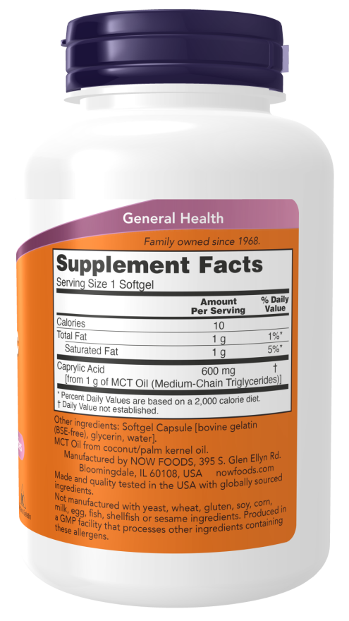 Caprylic Acid 600mg 100 Sgels by Now Foods