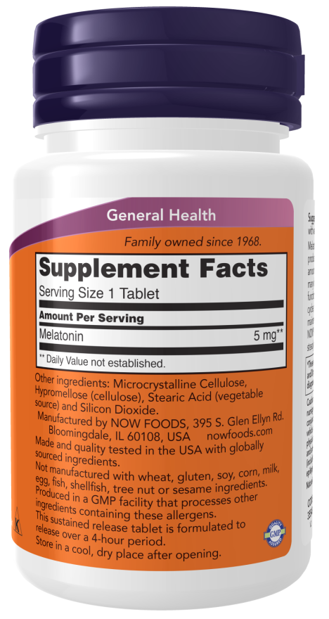 Melatonin 5mg Sustained Release 120 Tabs by Now Foods