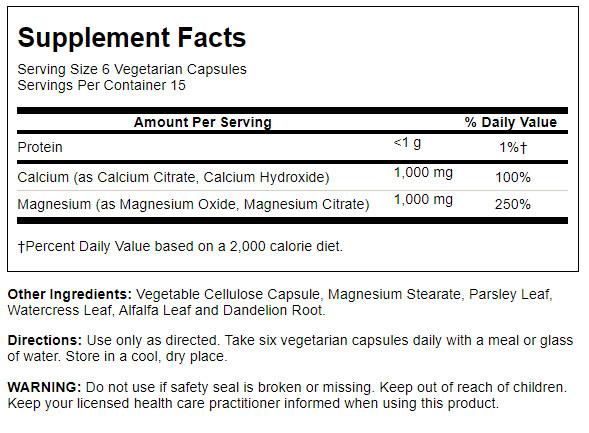 Cal-Mag 1:1, 90 kpsl 90stk veg cap by Solaray