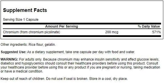 Chromium Picolinate 200ct 200mcg by Solaray