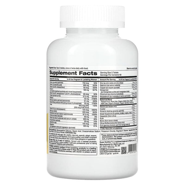 Prenatal Blend - 180 Tablets (Super Nutrition)