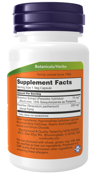 Butterbur Extract 75mg 60 Vcaps by Now Foods