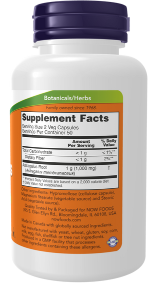 Astragalus 500mg - 100 Veg Capsules (Now Foods)