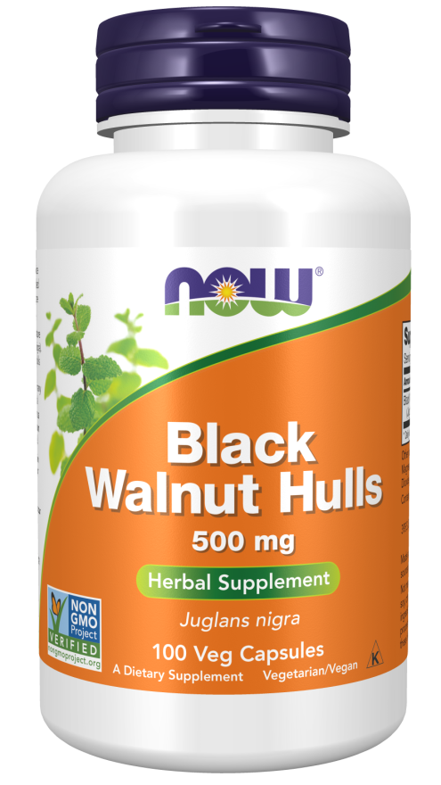 Black Walnut Hulls 500mg 100 Vcaps by Now Foods