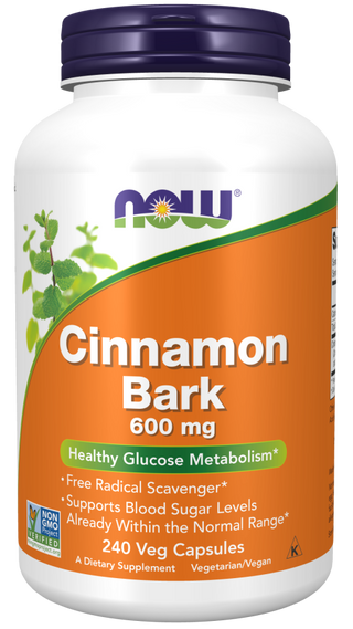 Cinnamon Bark 600mg 240 Vcaps by Now Foods