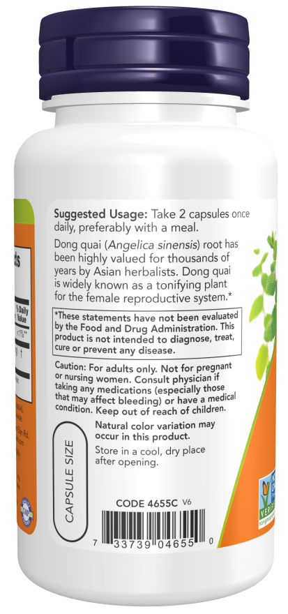 Dong Quai 520mg 100 Vcaps by Now Foods