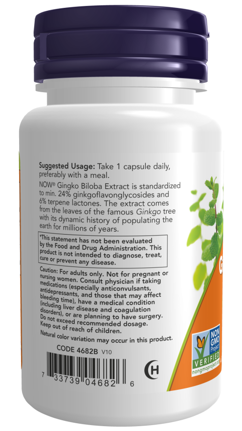 Ginkgo Biloba 120mg 100 Vcaps by Now Foods