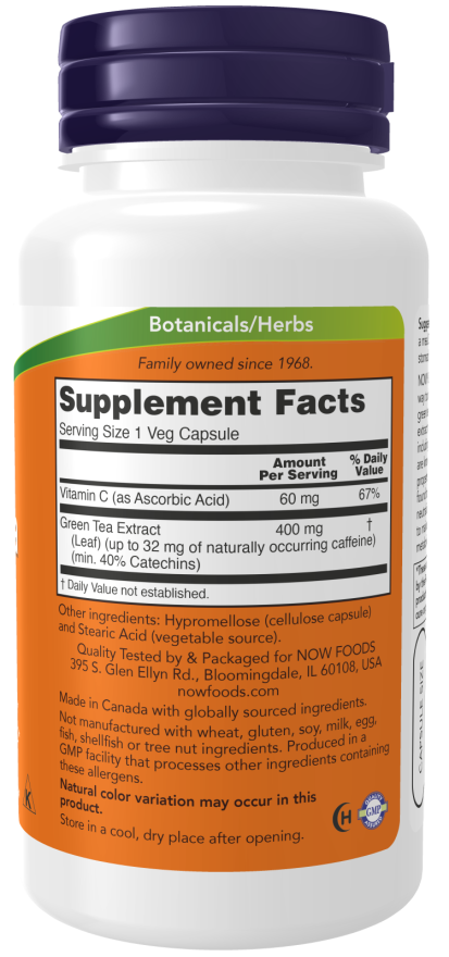 Green Tea Extract 400 mg 250 Vcaps by Now Foods