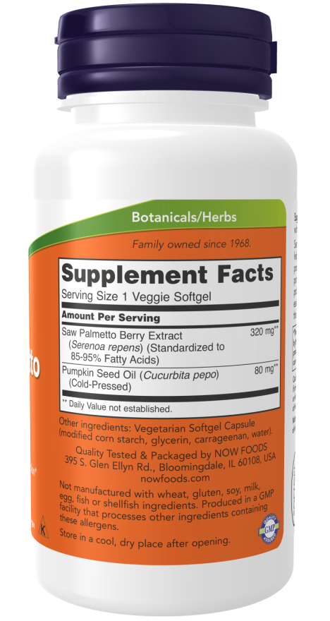 Saw Palmetto 320 mg 90 Veggie Softgels by Now Foods