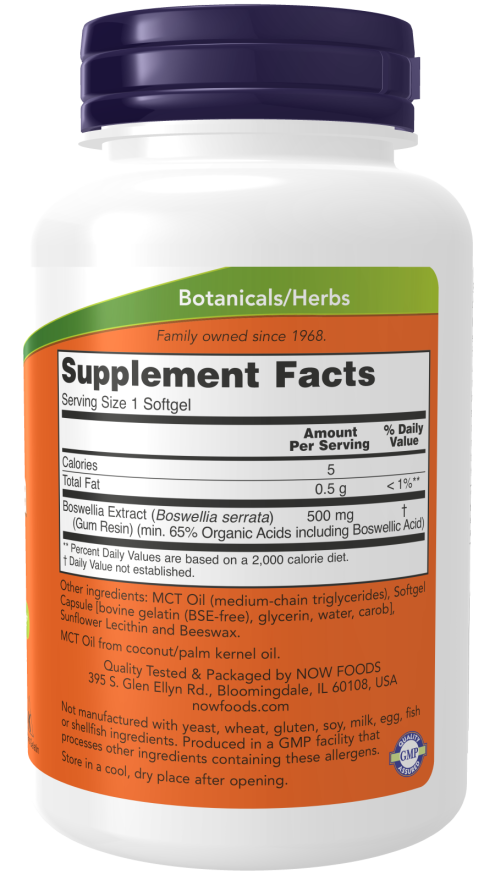 Boswellia Extract 500mg 90 Sgels by Now Foods