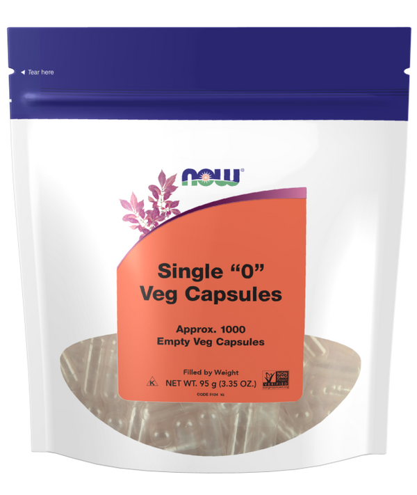 Single 0 Veg Capsules - 1000 Empty Caps (NOW)